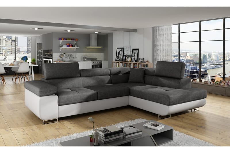 Bobis Sovesofa med Sjeselong Høyre, Grå/Hvit