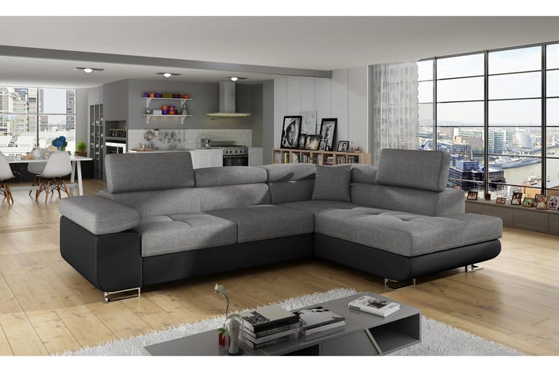 Bobis Sovesofa med Sjeselong Høyre, Grå/Svart