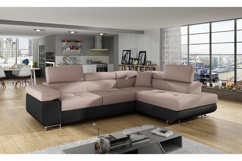 Bobis Sovesofa med Sjeselong Høyre - Rosa/Svart - Møbler - Sofaer - Sovesofaer - Sovesofa divan