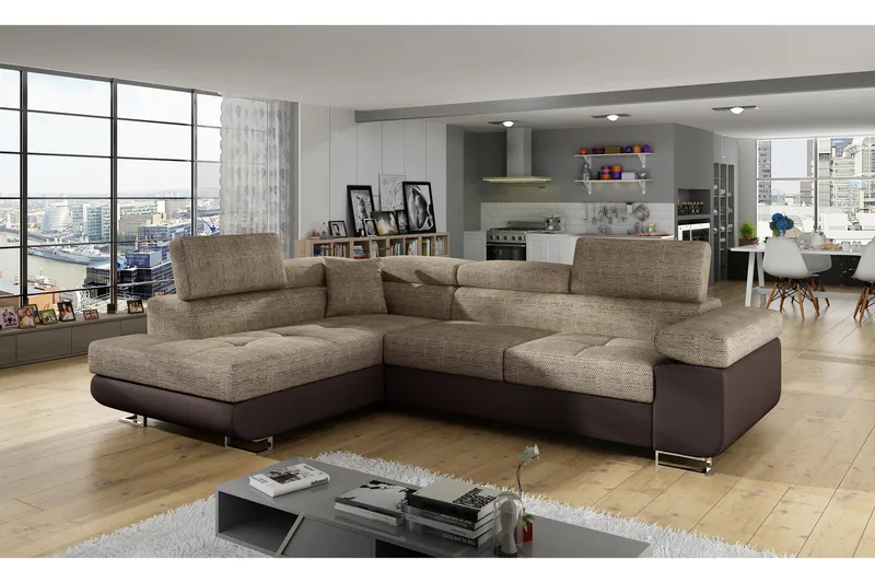 Bobis Sovesofa med Sjeselong Venstre, Beige/Brun