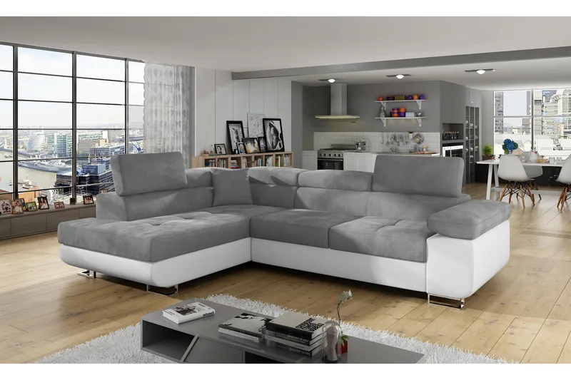 Bobis Sovesofa med Sjeselong Venstre, Grå/Hvit