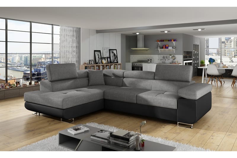 Bobis Sovesofa med Sjeselong Venstre, Grå/Svart