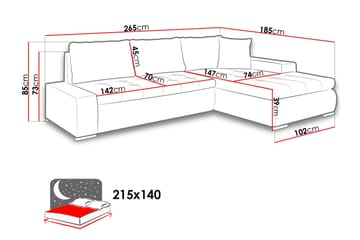Cerys Divansovesofa 265x185x85 cm - Møbler - Sofaer - Sovesofaer - Sovesofa divan