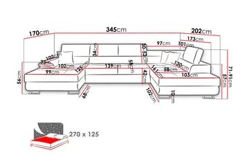 Cotere Hjørnesofa Høyre - Svart - Møbler - Sofaer - Sovesofaer - Sovesofa divan