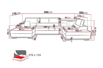 Cotere Hjørnesofa Høyre - Svart - Møbler - Sofaer - Sovesofaer - Sovesofa divan
