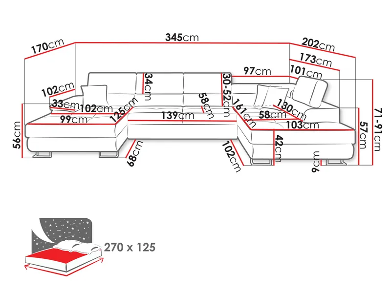 Cotere Hjørnesofa Venstre - Grå - Møbler - Sofaer - Sovesofaer - Sovesofa divan