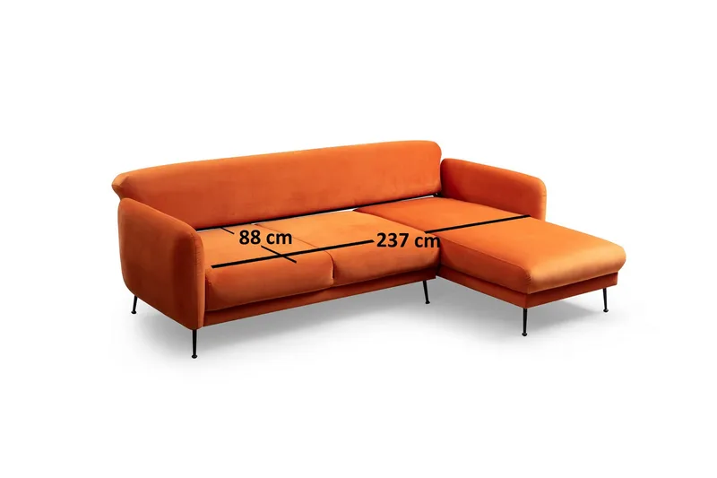 Crivaro Sovesofa med Divan Høyre - Oransje - Møbler - Sofaer - Sovesofaer - Sovesofa divan