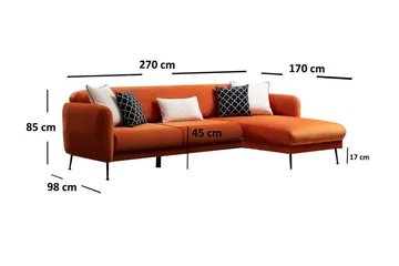 Crivaro Sovesofa med Divan Høyre - Oransje - Møbler - Sofaer - Sovesofaer - Sovesofa divan