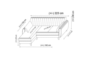 Dalima Sovesofa med Sjeselong 3-seter - Lys grå - Møbler - Sofaer - Sovesofaer - Sovesofa divan