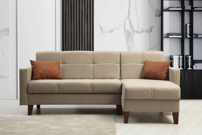 Darcia Sovesofa med Sjeselong 3-seter - Beige - Møbler - Sofaer - Sovesofaer - Sovesofa divan