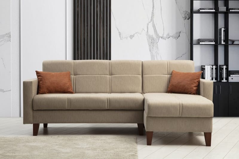 Darcia Sovesofa med Sjeselong 3-seter - Beige - Møbler - Sofaer - Sovesofaer - Sovesofa divan