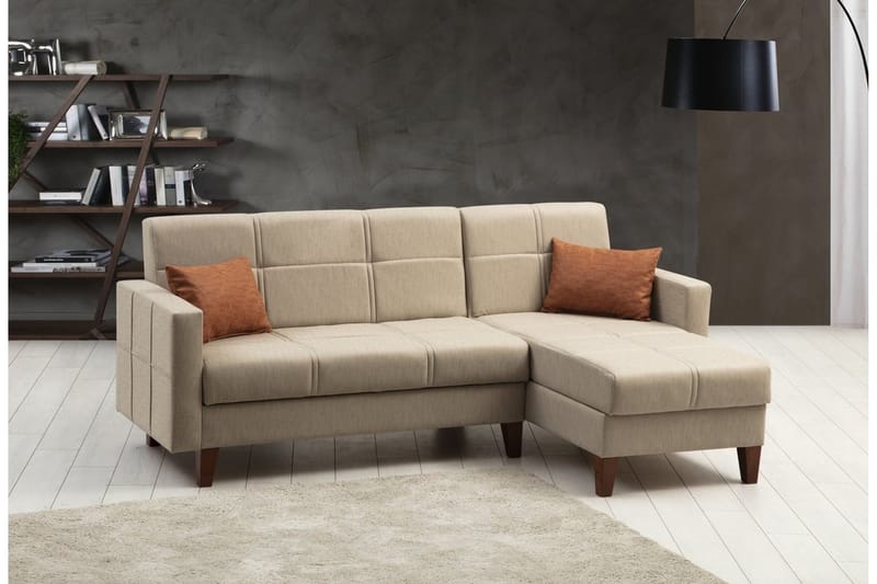 Darcia Sovesofa med Sjeselong 3-seter - Beige - Møbler - Sofaer - Sovesofaer - Sovesofa divan
