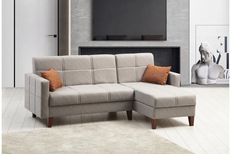 Darcia Sovesofa med Sjeselong 3-seter - Lys grå - Møbler - Sofaer - Sovesofaer - Sovesofa divan