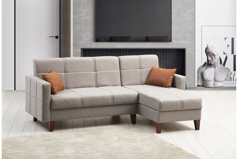 Darcia Sovesofa med Sjeselong 3-seter - Lys grå - Møbler - Sofaer - Sovesofaer - Sovesofa divan