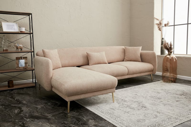 Devika Sovesofa med Sjeselong 4-seter - Beige - Møbler - Sofaer - Sovesofaer - Sovesofa divan