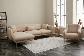 Devika Sovesofa med Sjeselong 4-seter - Beige - Møbler - Sofaer - Sovesofaer - Sovesofa divan