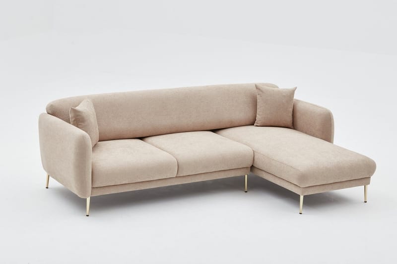 Devika Sovesofa med Sjeselong 4-seter - Beige - Møbler - Sofaer - Sovesofaer - Sovesofa divan