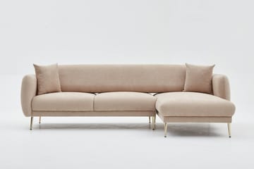 Devika Sovesofa med Sjeselong 4-seter - Beige - Møbler - Sofaer - Sovesofaer - Sovesofa divan