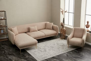 Devika Sovesofa med Sjeselong 4-seter - Beige - Møbler - Sofaer - Sovesofaer - Sovesofa divan