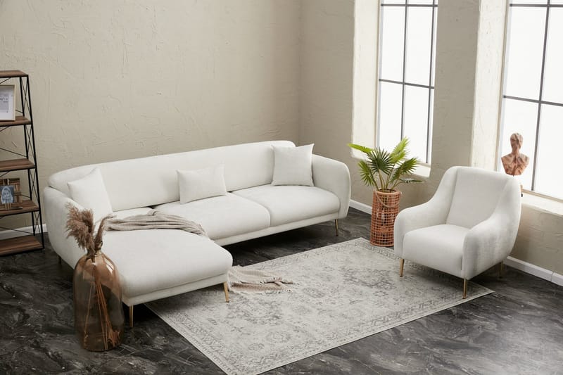 Devika Sovesofa med Sjeselong 4-seter - Lys beige - Møbler - Sofaer - Sovesofaer - Sovesofa divan