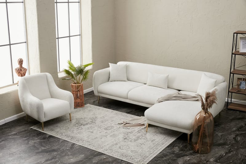 Devika Sovesofa med Sjeselong 4-seter - Lys beige - Møbler - Sofaer - Sovesofaer - Sovesofa divan