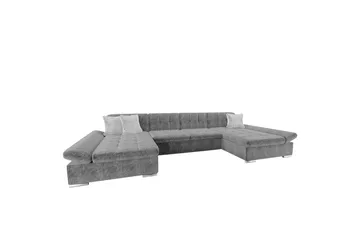 Dewitt 4-seter Universell Hjørnesofa med Divan og Sjeselong i Fløyel - Grå - Møbler - Sofaer - Sovesofaer - Sovesofa divan
