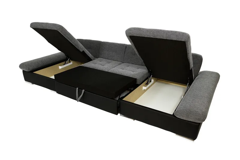 Dewitt 6-seter Hjørnesofa med Divan og Sjeselong i Fløyel - Hvit|Grå - Møbler - Sofaer - Sovesofaer - Sovesofa divan