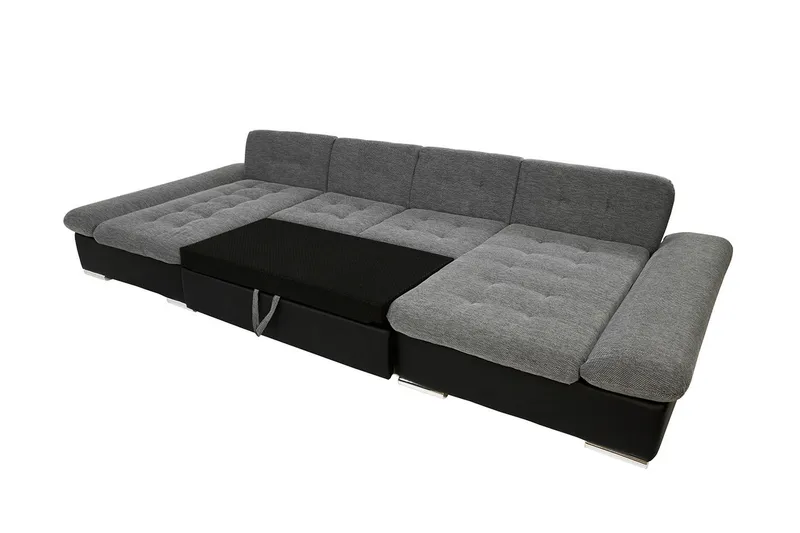 Dewitt 6-seter Hjørnesofa med Divan og Sjeselong i Fløyel - Hvit|Grå - Møbler - Sofaer - Sovesofaer - Sovesofa divan