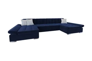 Dewitt 6-seter Hjørnesofa med Divan og Sjeselong i Fløyel - Hvit|Grå - Møbler - Sofaer - Sovesofaer - Sovesofa divan