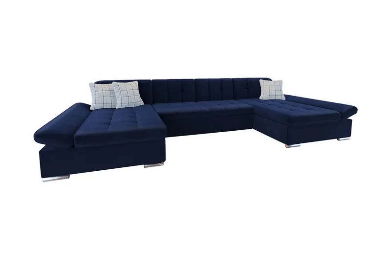 Dewitt 6-seter Hjørnesofa med Divan og Sjeselong i Fløyel - Hvit|Grå - Møbler - Sofaer - Sovesofaer - Sovesofa divan