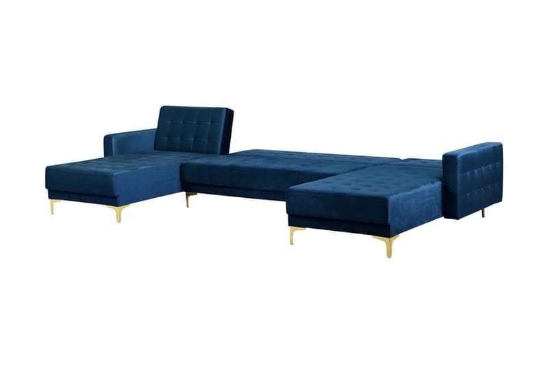 Divansofa med Sovefunksjon + fotskammel marineblå ABERDEEN - Sovesofa divan