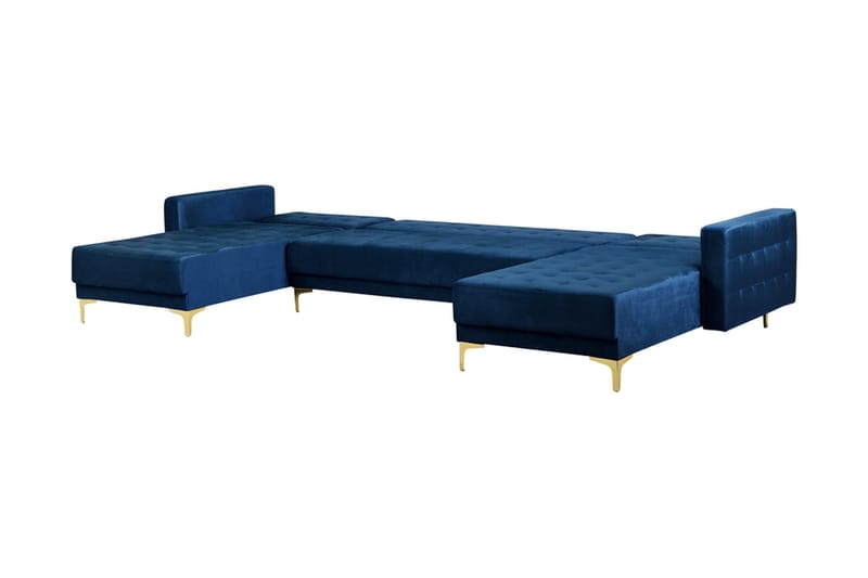 Divansofa med Sovefunksjon + fotskammel marineblå ABERDEEN - Sovesofa divan