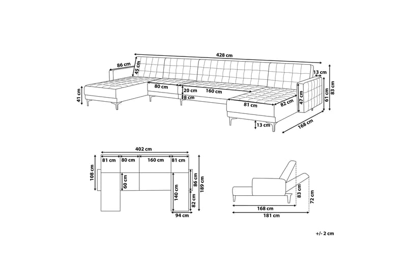 Divansovesofa ABERDEEN marineblå - Sovesofa divan