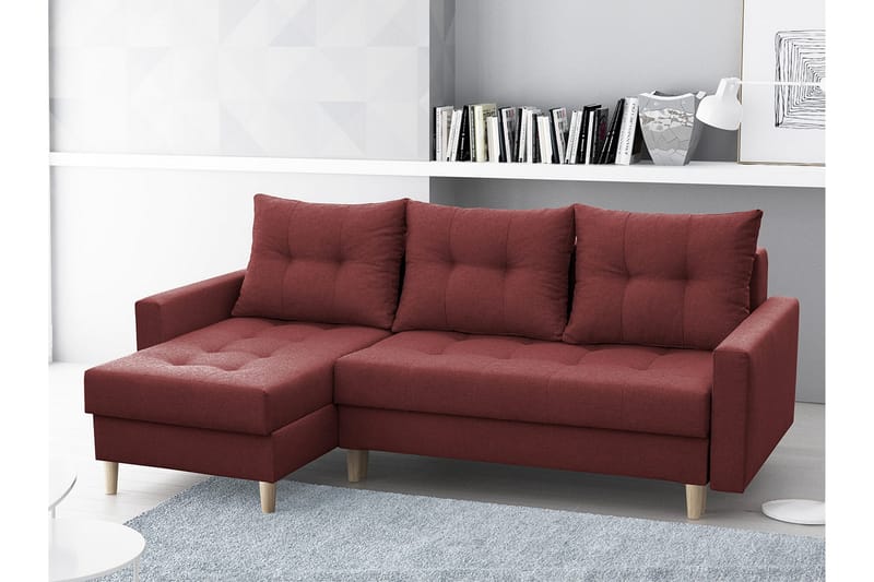 Divansovesofa Bodo 222x140x90 cm - Rød - Sovesofa divan