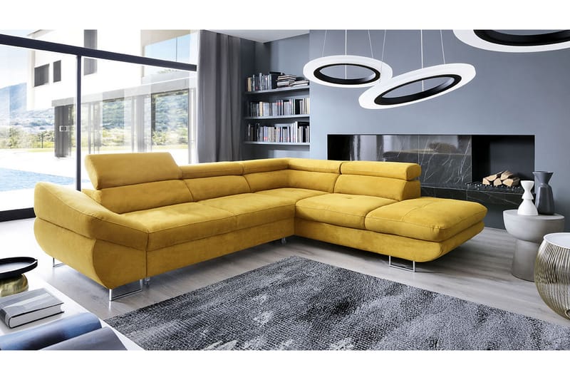 Divansovesofa Fabio 280x235x88 cm - Fløyelssofaer - Sovesofa divan