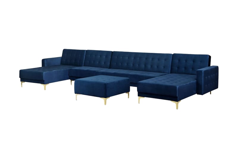 Divansovesofa Stor + Fotskammel Marineblå ABERDEEN - Sovesofa divan