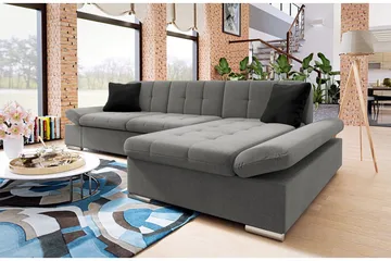 Djerra 3-seters Hjørnesovesofa - Grå - Møbler - Sofaer - Sovesofaer - Sovesofa divan