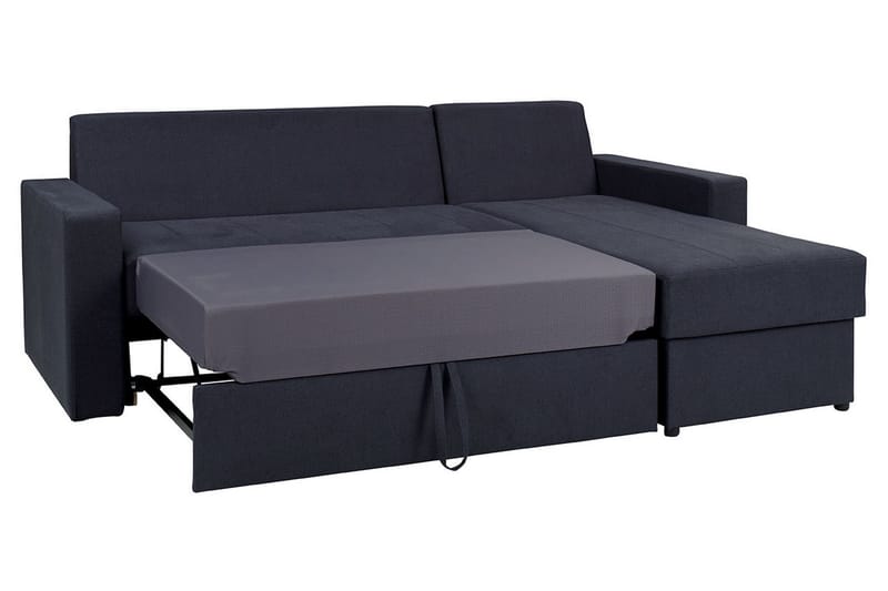 Domino 3-seter Hjørnesofa L-formet Utrekkbar 140x200 cm med Oppbevaring i Stoff - Grå - Møbler - Sofaer - Sovesofaer - Sovesofa divan