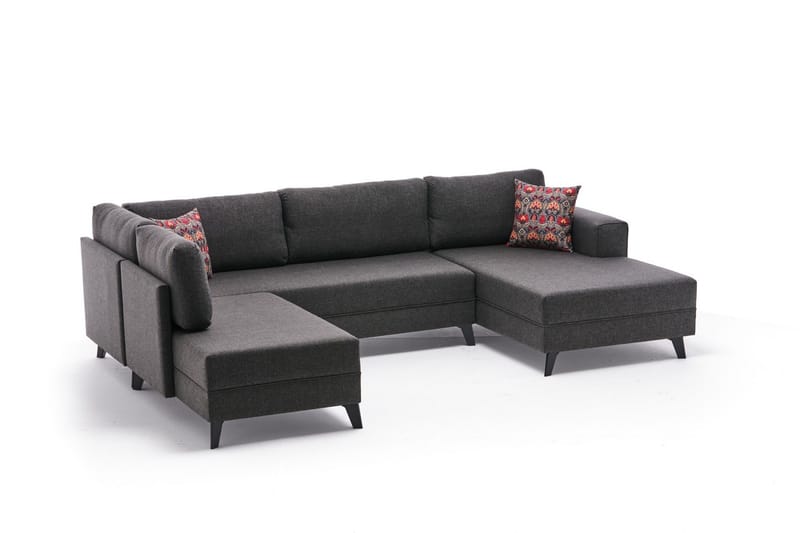 Efsunlu U-Sovesofa - Antrasitt/Svart - Møbler - Sofaer - Sovesofaer - Sovesofa divan