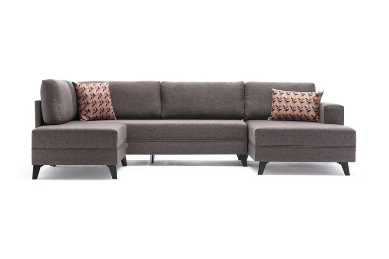 Efsunlu U-Sovesofa, Brun/Svart