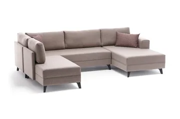 Efsunlu U-Sovesofa - Kremhvit/Svart - Møbler - Sofaer - Sovesofaer - Sovesofa divan