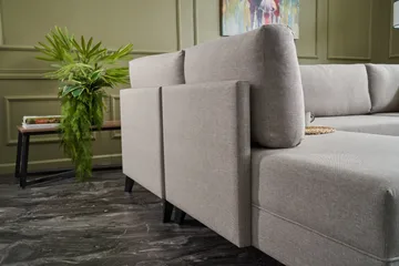 Efsunlu U-Sovesofa - Kremhvit/Svart - Møbler - Sofaer - Sovesofaer - Sovesofa divan