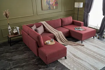 Efsunlu U-Sovesofa - Rød/Svart - Møbler - Sofaer - Sovesofaer - Sovesofa divan