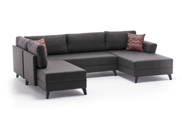 Eriska U-Sovesofa - Antrasitt/Svart - Møbler - Sofaer - Sovesofaer - Sovesofa divan