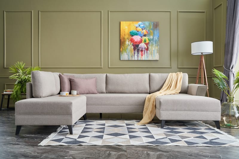 Eriska U-Sovesofa - Beige - Møbler - Sofaer - Sovesofaer - Sovesofa divan