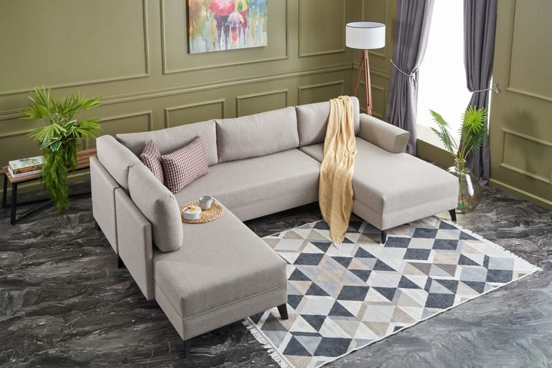 Eriska U-Sovesofa - Beige - Møbler - Sofaer - Sovesofaer - Sovesofa divan