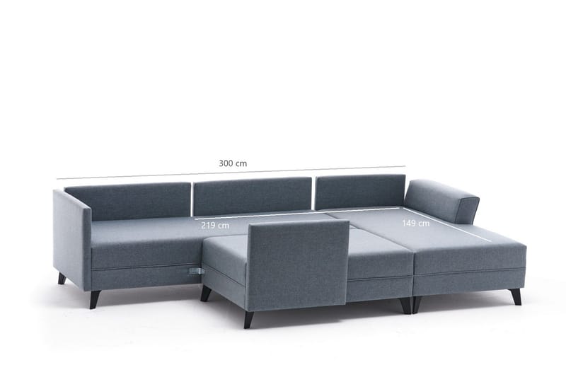 Eriska U-Sovesofa - Blå/Svart - Møbler - Sofaer - Sovesofaer - Sovesofa divan