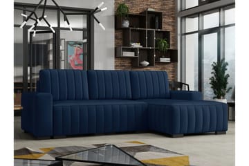 Esher 3-seters Hjørnesofa Høyre - Plysch/Blå - Møbler - Sofaer - Sovesofaer - Sovesofa divan