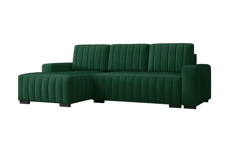 Esher 3-seters Hjørnesofa Venstre - Plysch/Grønn - Møbler - Sofaer - Sovesofaer - Sovesofa divan