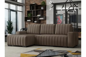 Esher 3-seters Hjørnesofa Venstre - Plysch/Brun - Møbler - Sofaer - Sovesofaer - Sovesofa divan